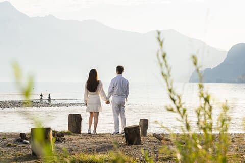 Bönigen at the lake Brienz by sunrise