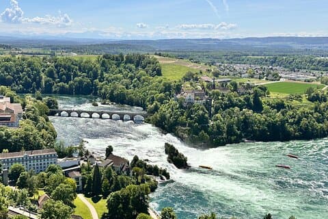 Rhine Falls panoramic view, Europe’s largest waterfall
