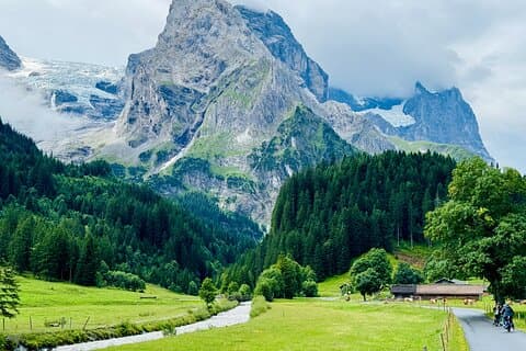 Stunning view of the Rosenlaui Glacier and the towering Wellhorn – Switzerland at its wildest and most beautiful.