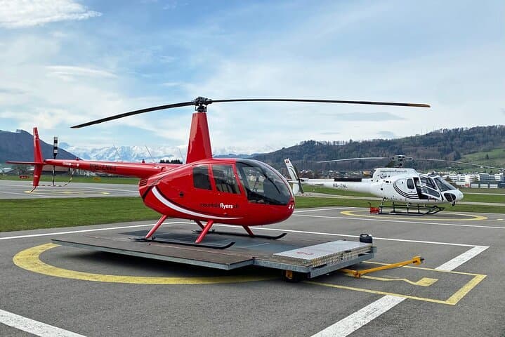 Enjoy a scenic flight within our helicopters from the Swiss Capital city airport