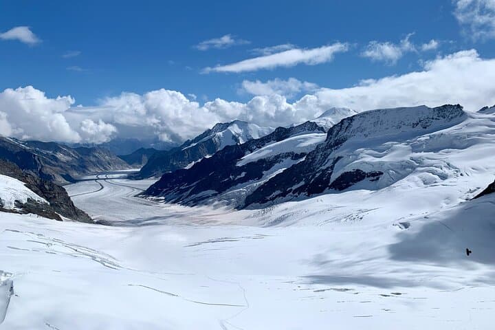 The Great Aletsch Glacier view from Jungfraujoch (Top of Europe) on a clear day