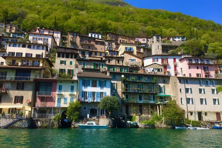 Gandria's houses are built in steep rows sloping down to the lake
