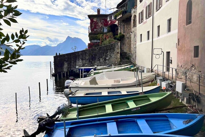 The old port with "Gandria" branded motorboats produced by a local manufacturer
