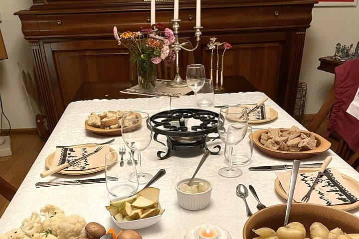 Traditional Swiss Dinner: Cheese Fondue, Appetizers and Dessert