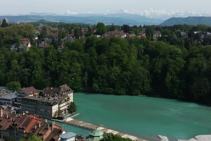 River Aare & view on Alps