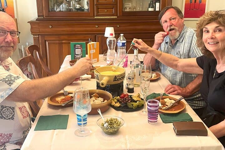 Traditional Swiss Dinner: Cheese Fondue, Appetizers and Dessert