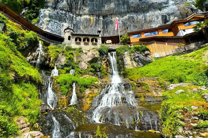 From Lucerne: Swiss Alps, Lauterbrunnen, Beatus Caves Small Group