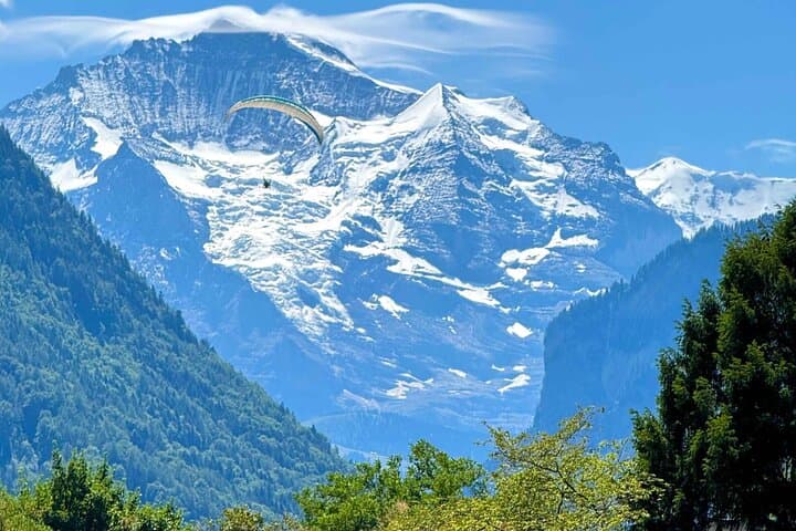 Panoramic views of the Swiss Alps with the Jungfrau