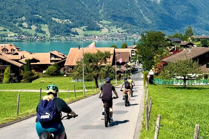 Enjoying the ride on the Giessbach E-Bike Tour.