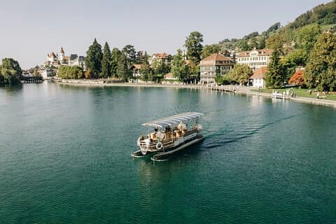Solar ship on the promenade of Thun