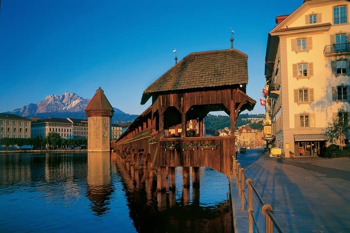 Lucerne with famous wooden Chapel Bridge