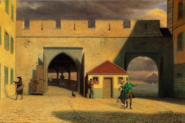 The gates to the Hofbruecke and Schifflaende around 1834, Xaver Schergler (1831-1902)