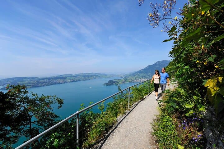 Couple Walking Path Bürgenstock With Views