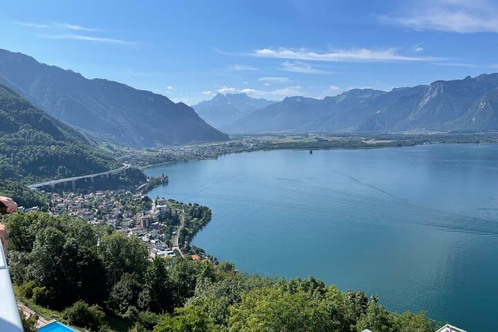 View of Vevey, Montreux and Lake Geneva from Glion