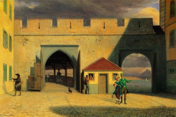 The Gates to the Landing pier and the Hofbridge around 1834