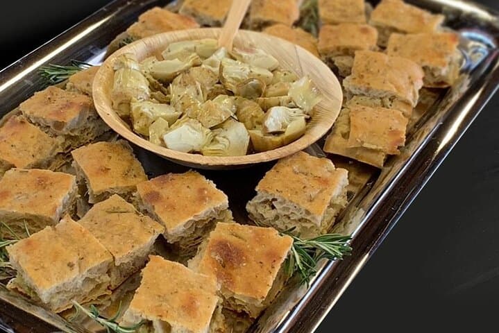 focaccia filled with artichoke cream