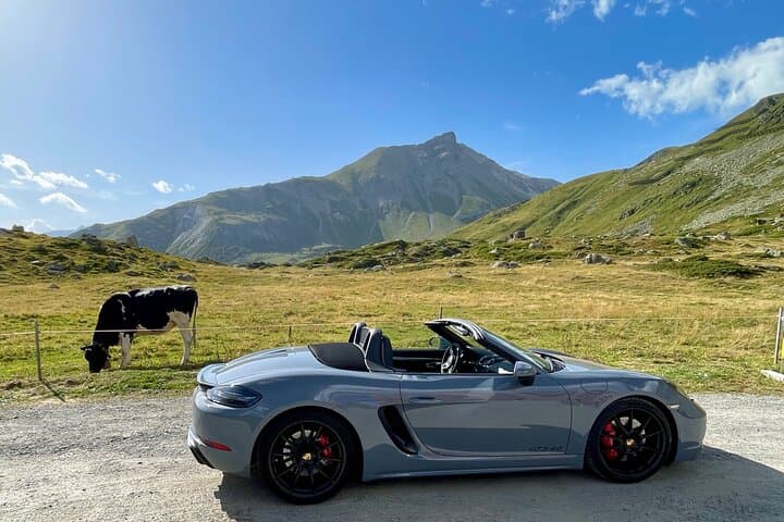 Porsche 718 Boxster in the Swiss Alps