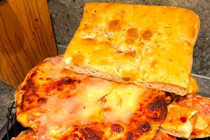 Sourdough (Lievito Madre) pizza and focaccia.