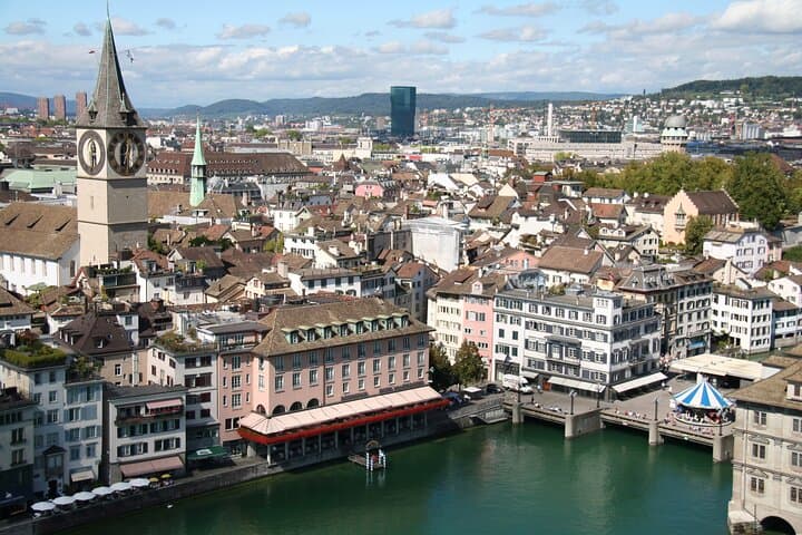 view from Grossmünster bell Tower