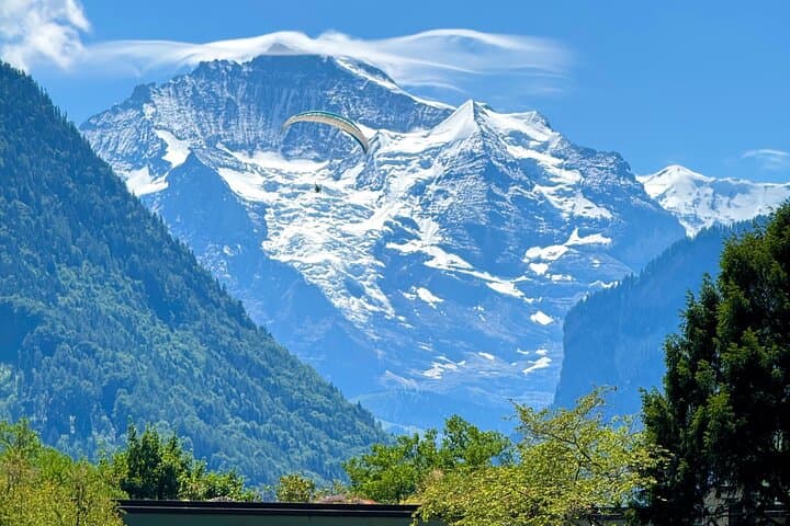 Panoramic views of the Swiss Alps with the Jungfrau