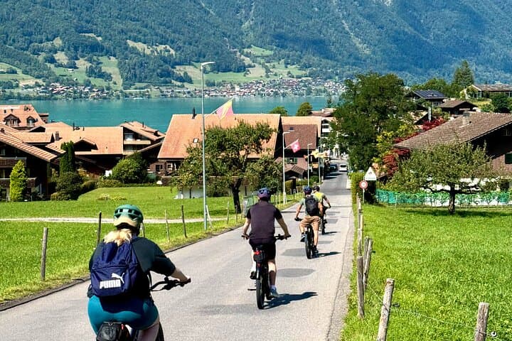 Enjoying the ride on the Giessbach E-Bike Tour.