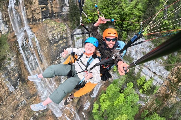 all inclusive Paragliding with Waterfall 4k Video and HD Pictures