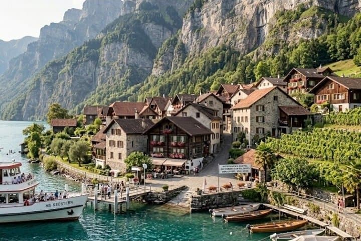 Zurich train cable car Alps and boat trip on Lake Walensee