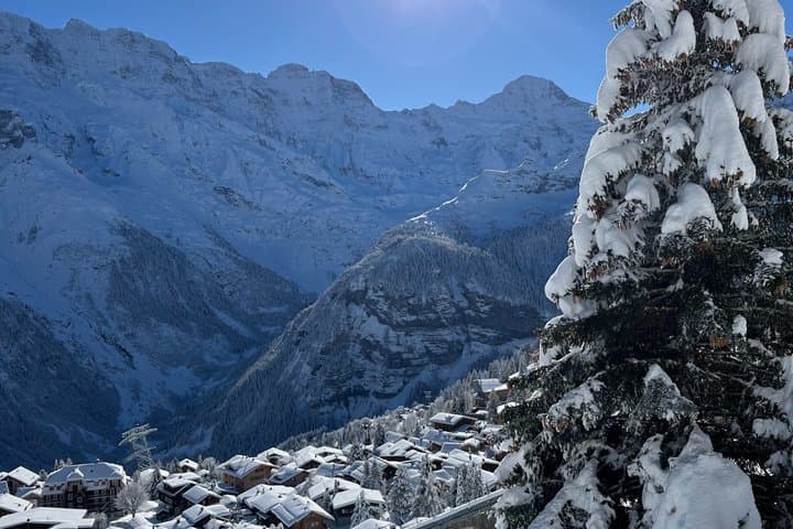 Private winter hike above Mürren with swiss fondue lunch
